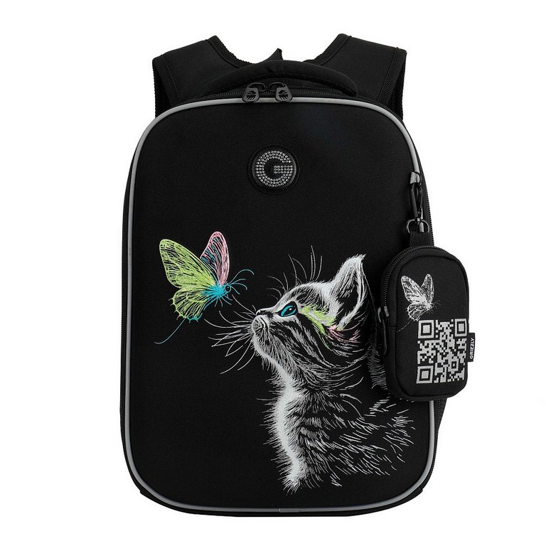 Рюкзак каркасный для девочки Grizzly 26*37*17 см., черный