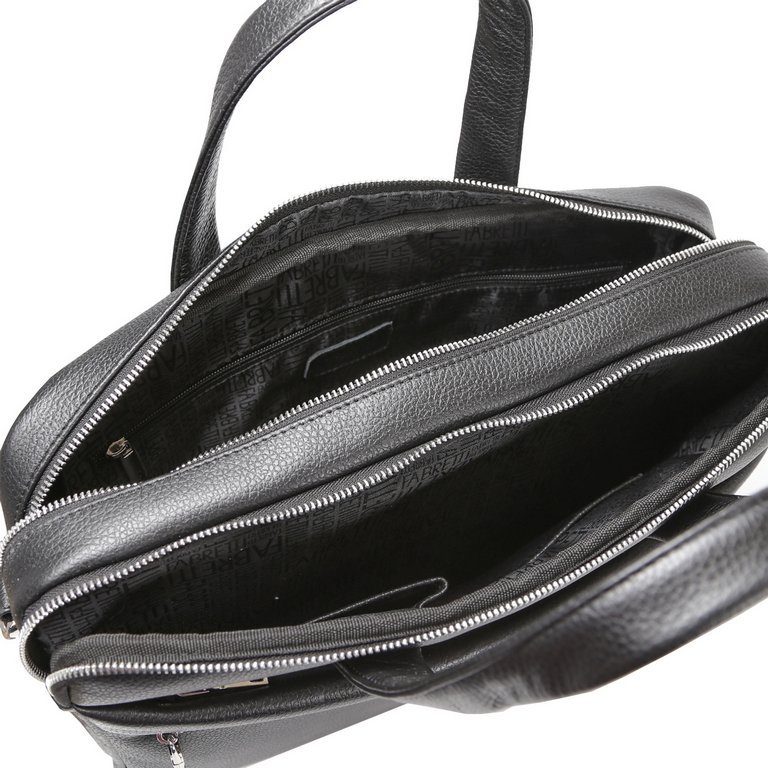 Сумка мужская FABRETTI 38*28*7,5, нат. кожа, черный