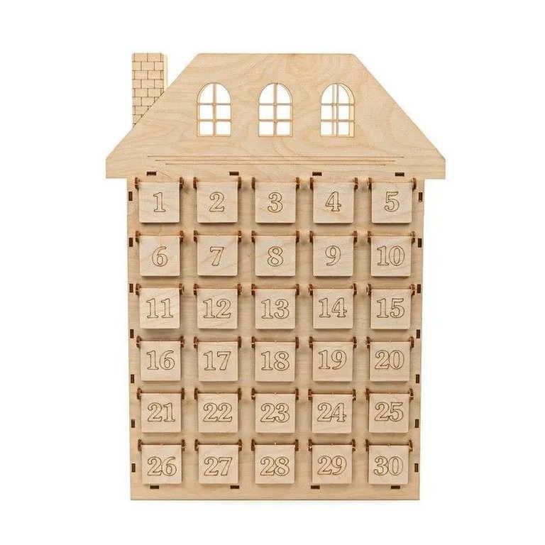 Адвент-календарь НГ "Коттедж" деревянный 510х370х80мм