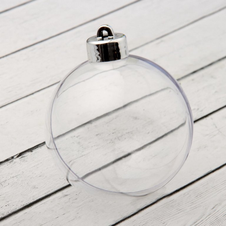 Елочный шар-заготовка  80 мм, цвет прозрачный, раздельные части