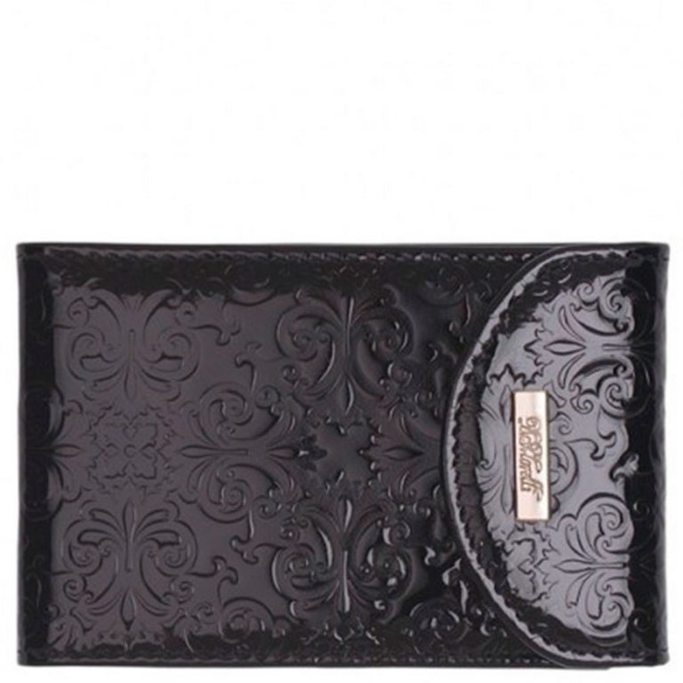 Визитница D.Morelli "Барокко" с клапаном, нат. кожа, цвет черный