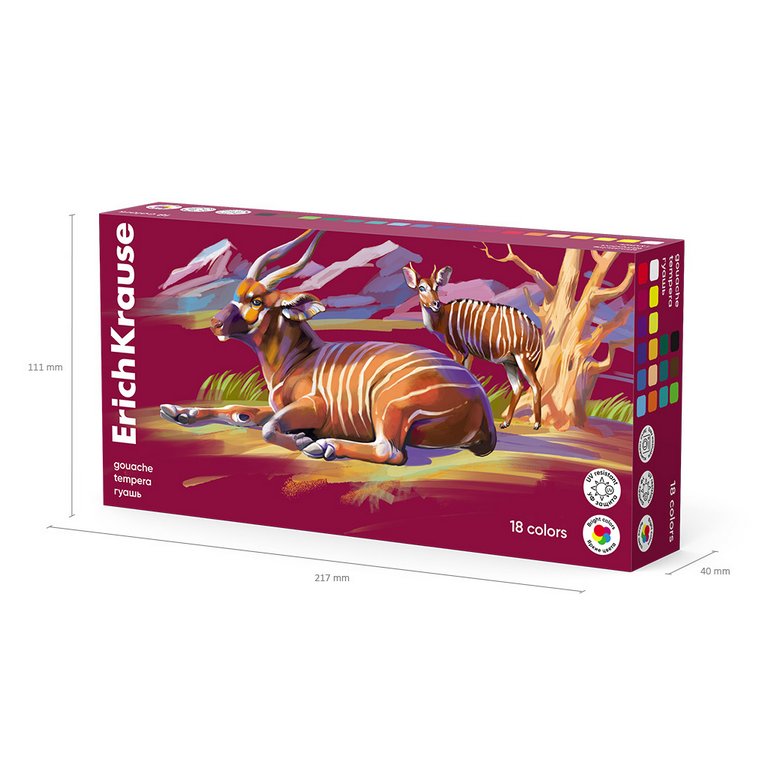 Гуашь 18 цв. по 20 мл ErichKrause "Safari"