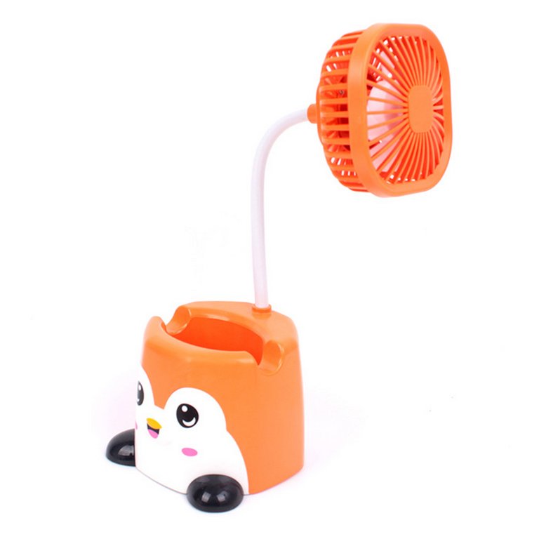 Вентилятор настольный USB 3 в 1, оранжевый, 22,5х9 см.