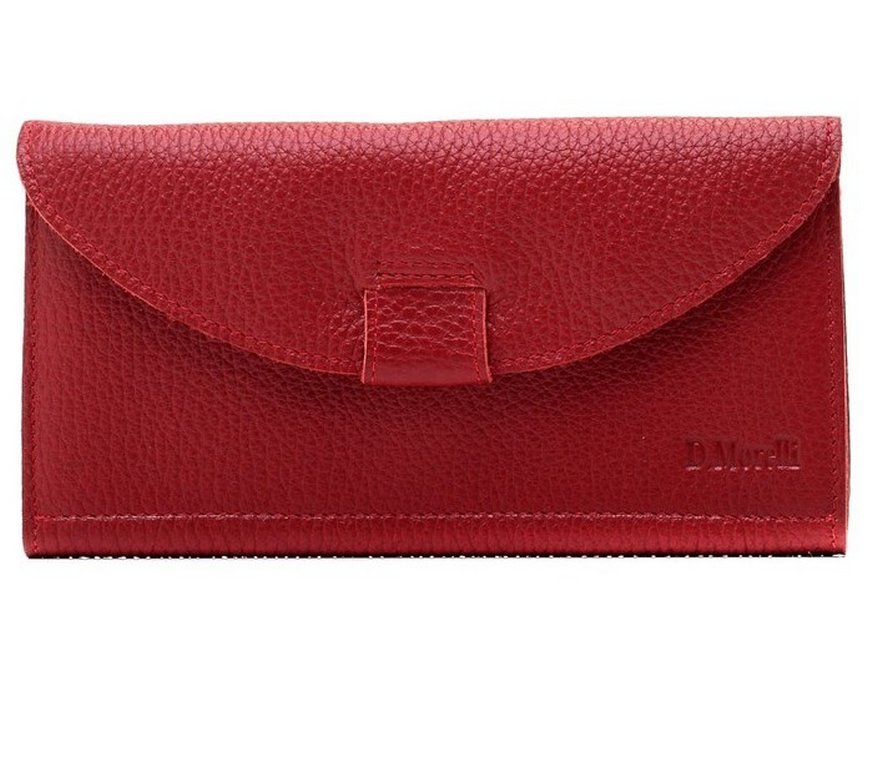 Портмоне D.Morelli женское "Монтана" конверт большое, нат.кожа, красное