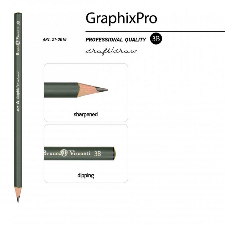 Карандаш ч/г  3В трехгранный Bruno Visconti "GraphixPro"