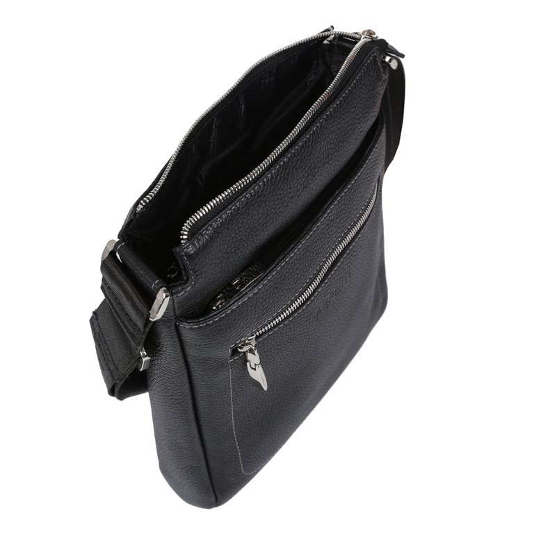 Сумка мужская FABRETTI 22*27*6,  нат. кожа, черный