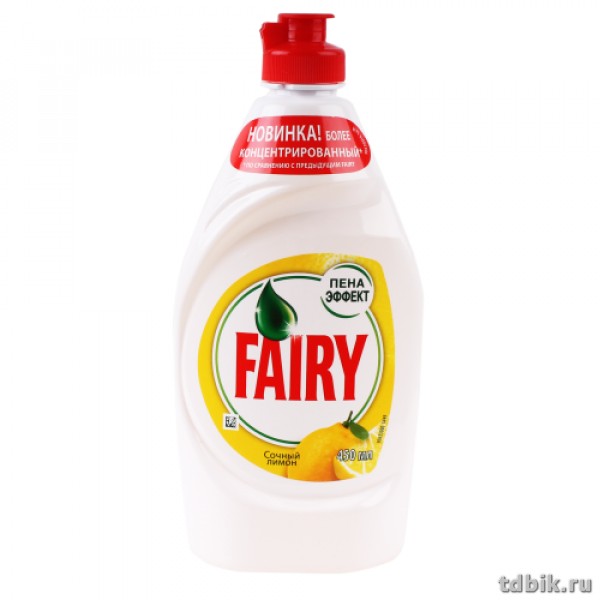 Жидкость д/мытья посуды Fairy Пена эффект  450 мл., лимон Жидкость д/мытья посуды Fairy Пена эффект  450 мл., лимон
