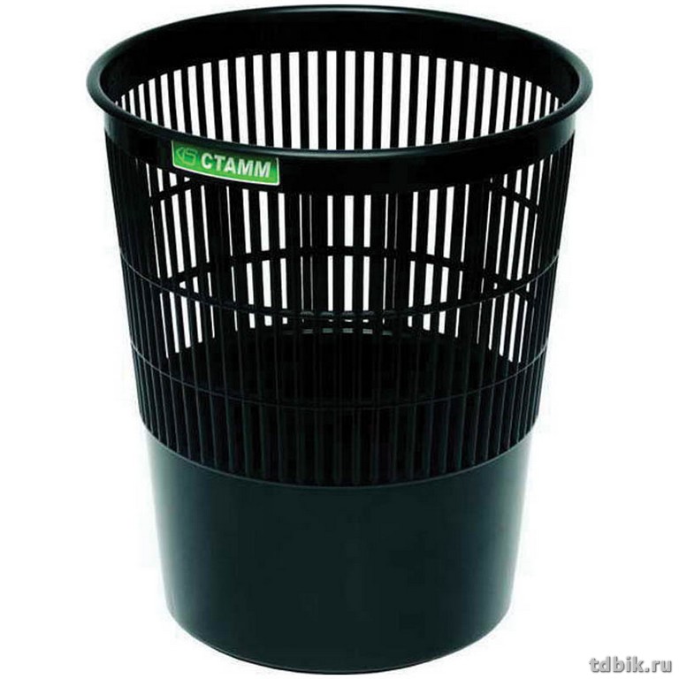 Корзина для бумаг пластиковая 14л сетчатая, черная СТАММ