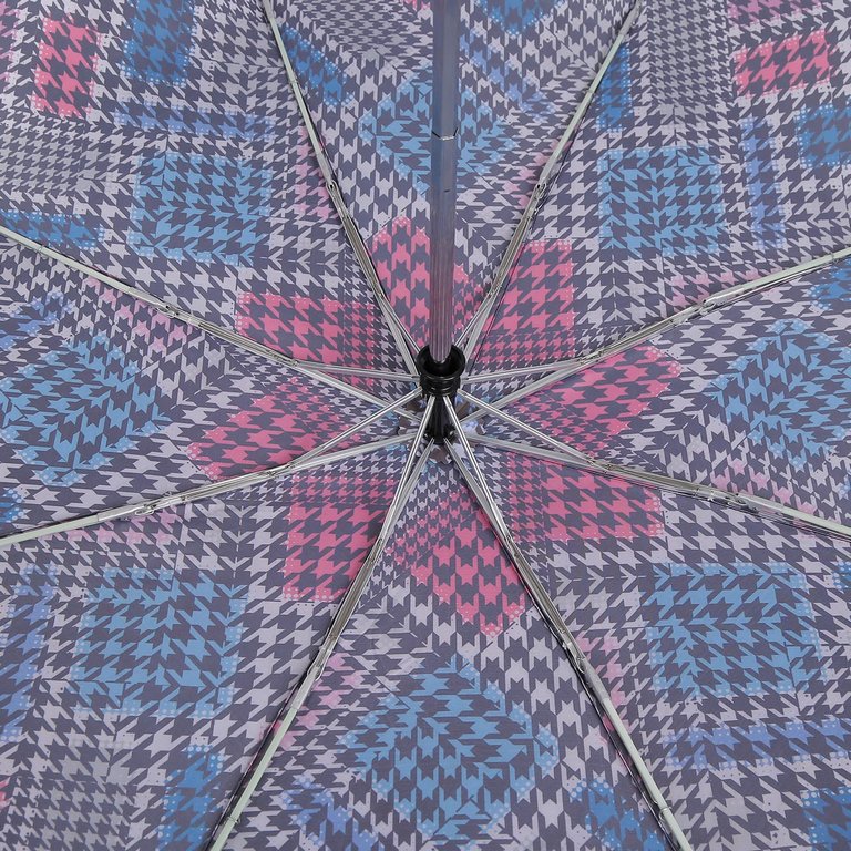 Зонт женский суперавтомат Fabretti, облегченный, 3 сложения, сатин, синий