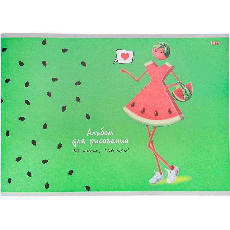 Альбом для рисования А4 24л. на скрепке Profit "КРЕАТИВНЫЕ ФРУКТЫ"