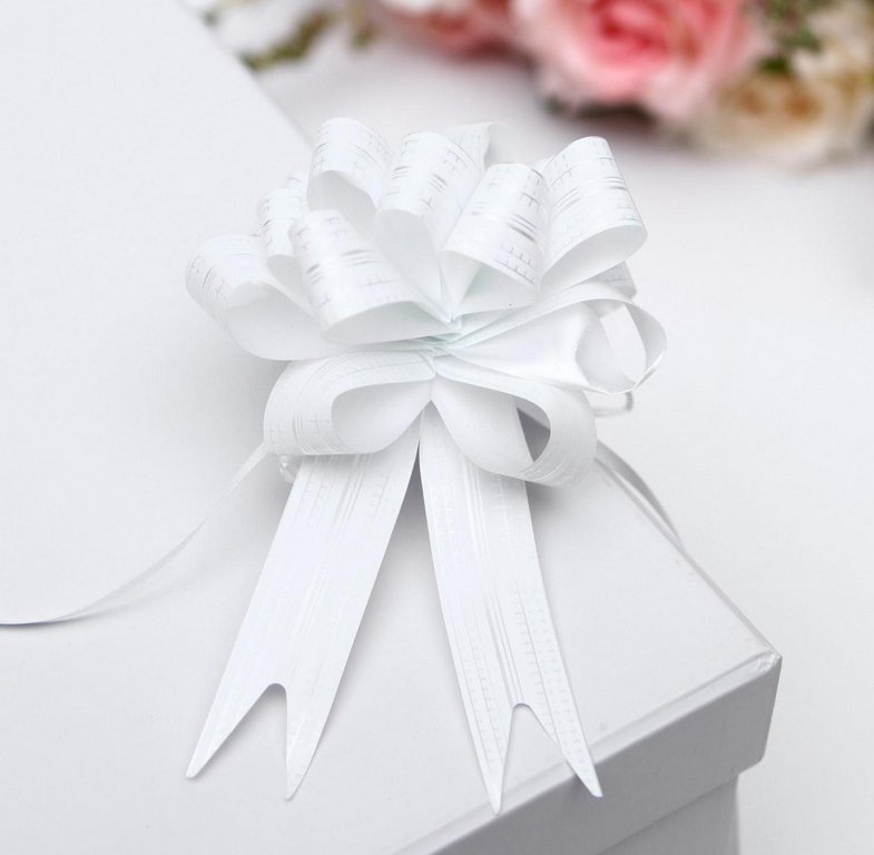 Бант Шар 18мм белый (тонкие полосы)