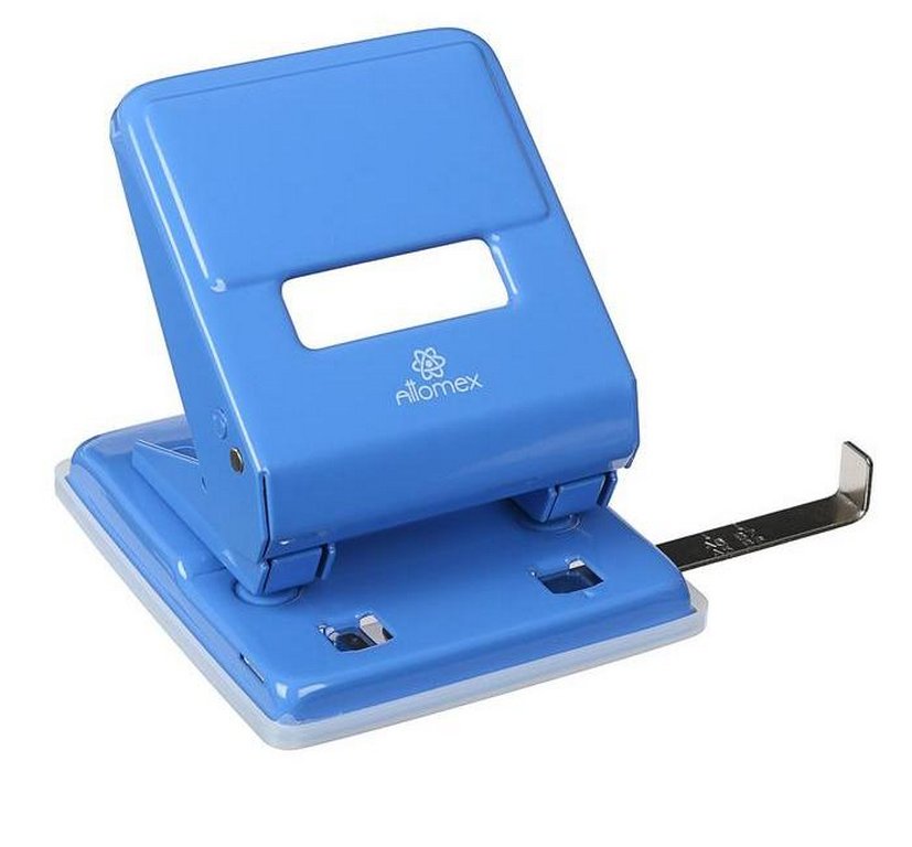 Дырокол до 45л метал. Attomex, с линейкой цв. синий