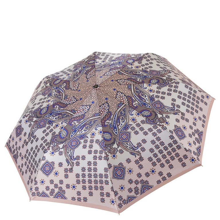 Зонт женский автомат Fabretti, 3 сложения, сатин, розовый