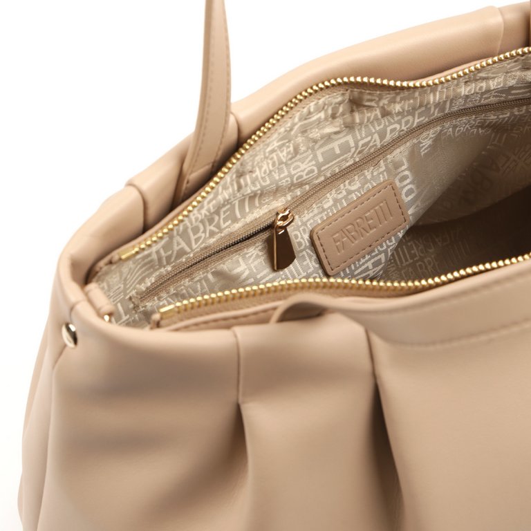 Сумка женская FABRETTI 31х23х10 см, нат. кожа, темно-бежевый