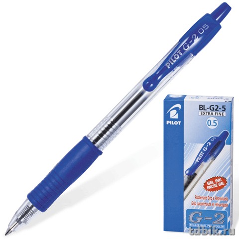 Ручка гелевая автомат Pilot резин. упор 0,5мм синяя (стерж.110мм, линия 0,3мм)