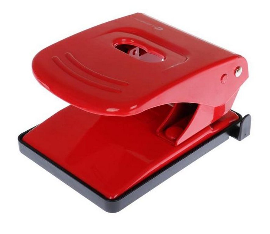 Дырокол до 40л метал. Lаmark "Mettallic", с линейкой цв. красный