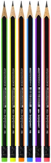 Карандаш ч/г HB с рис. трехгранный Informat "Neon" с ластиком