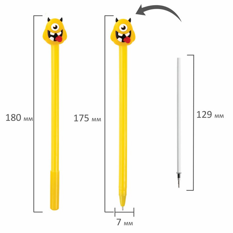 Ручка шариковая сувенирная "Монстрик" 0,7мм, синяя (ассорти) ЮНЛАНДИЯ