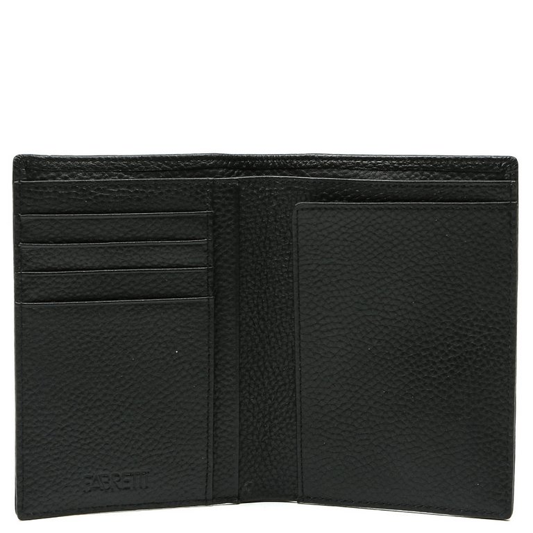 Портмоне FABRETTI мужское, нат. кожа, 10*13,8*1,5 см, черный