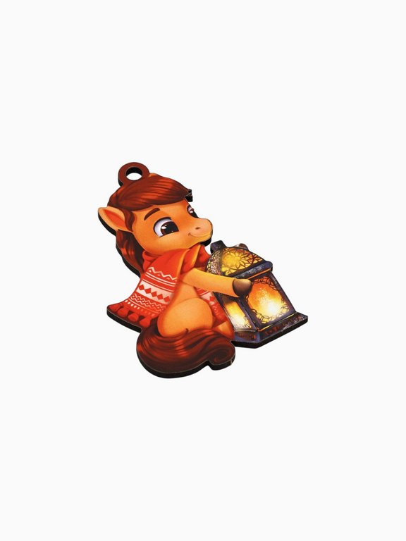 Украшение елочное из дерева "Лошадка и фонарик"  5,1*8,2см