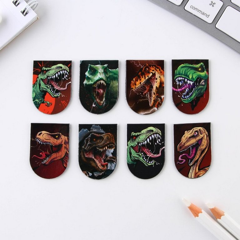 Закладка магнитная 8 шт/уп "Динозавры"