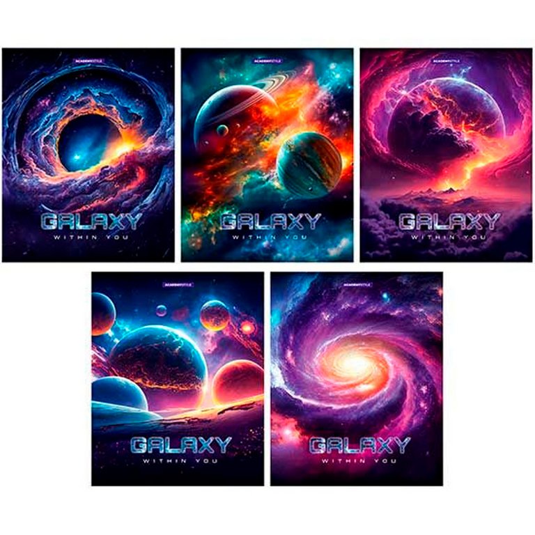 Тетрадь 96 лист кл. А5 на скрепке "Галактики"