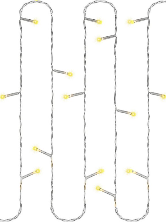 Гирлянда комнатная Нить 25м, 250 теплых ламп, 8 режимов, прозрачный провод 220Вт