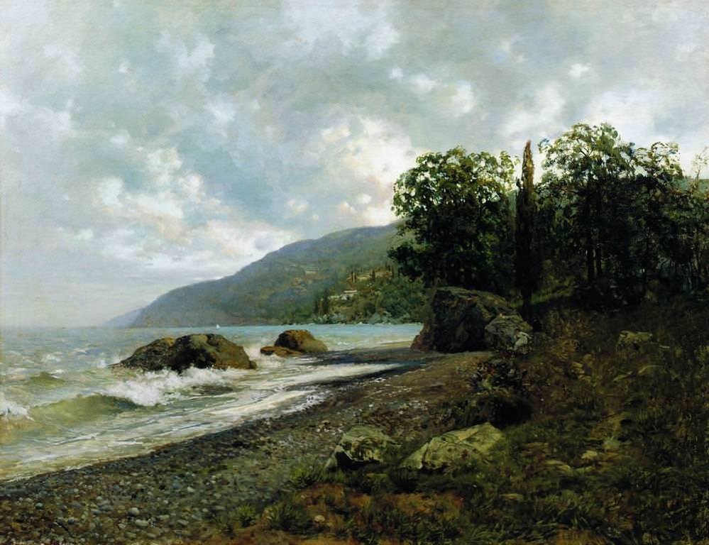 Постер на бумаге 50*70см, И.И. Левитан "Крымский пейзаж" 1887г.