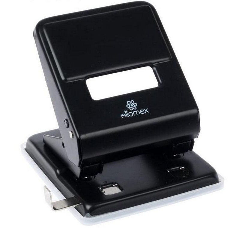 Дырокол до 45л метал. Attomex, с линейкой цв. черный