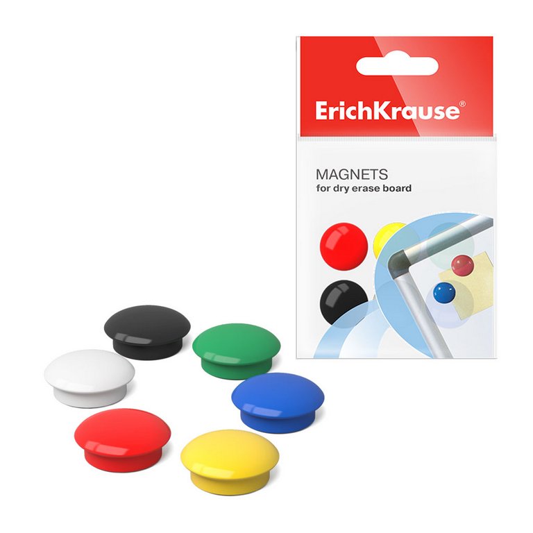 Магниты диаметр 20 мм (12шт/уп) цветные ErichKrause