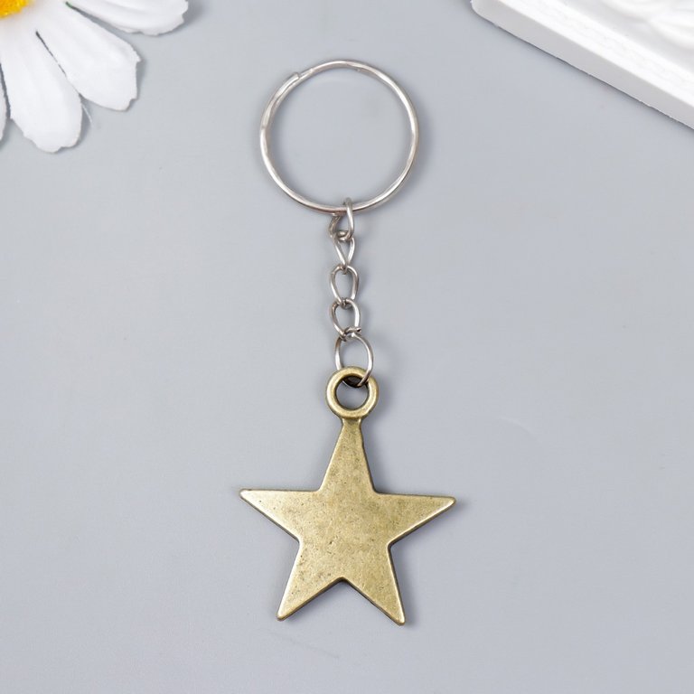 Брелок "Звезда" 3,5х3,5 см (металл) бронза