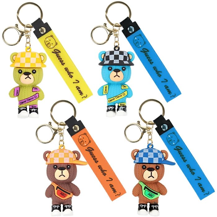 Брелок "Мишка" ассорти (металл и полимерные материалы) 4*7см