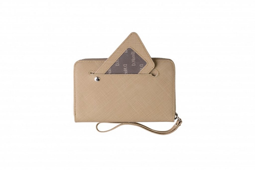 Портмоне D.Morelli женское "Одри" на молнии, нат.кожа, беж