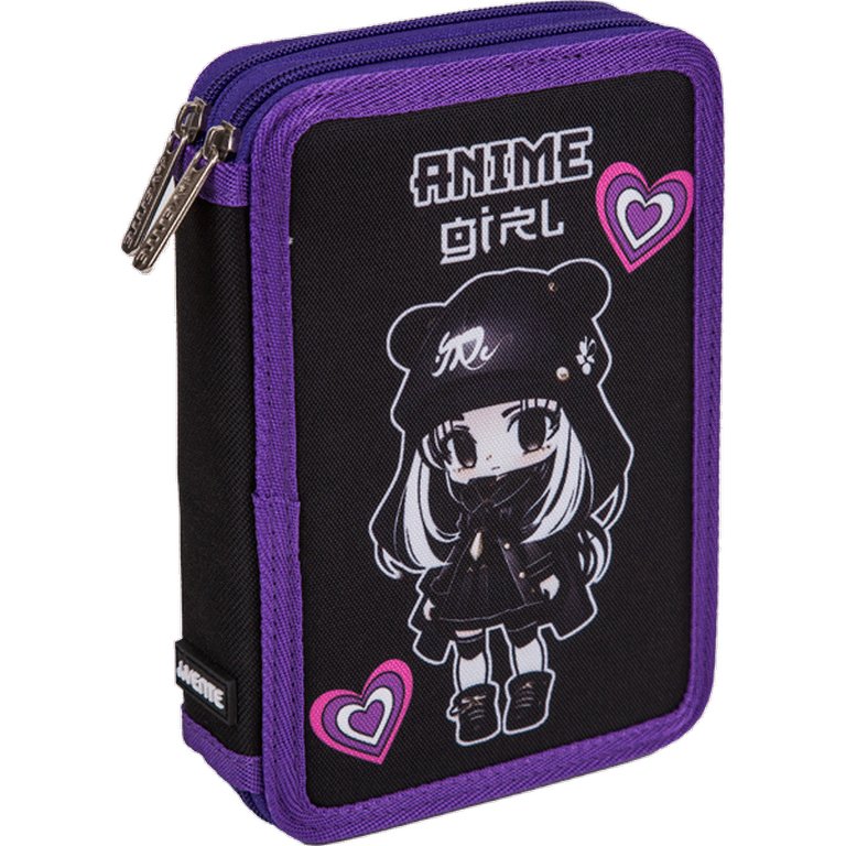 Пенал 2 отд. для девочки deVENTE "Anime Girl" 21*14*5,5 см. (ткань)