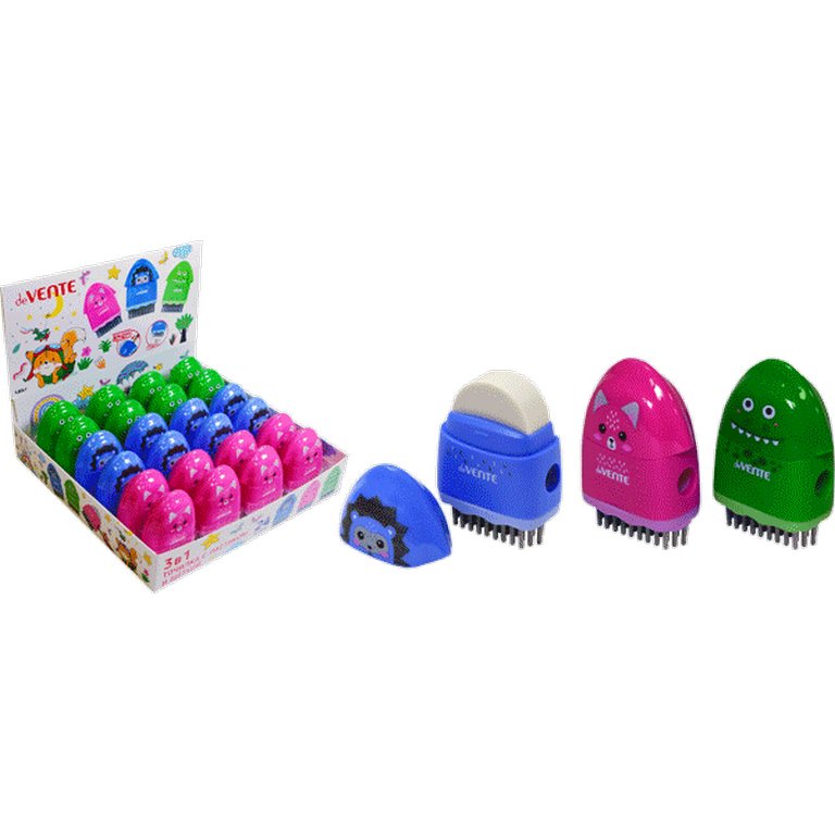 Точилка с контейнером и ластик,+ кисточка для удаленния грязи, цв. ассорти deVENTE "Animals"