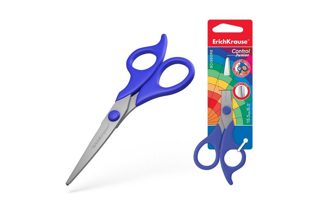 Ножницы 155 мм детские закругленные лезвия Erich Krause Control Junior