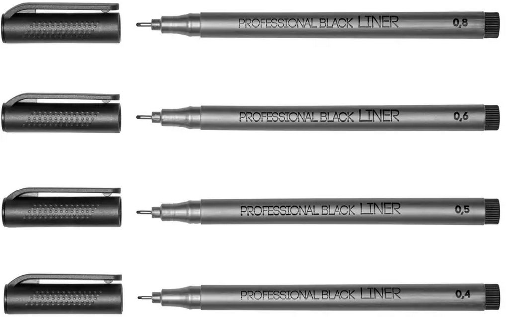 Набор Линеров 4шт "SKETCH&ART" (0,4, 0,5, 0,6, 0,8мм) черный