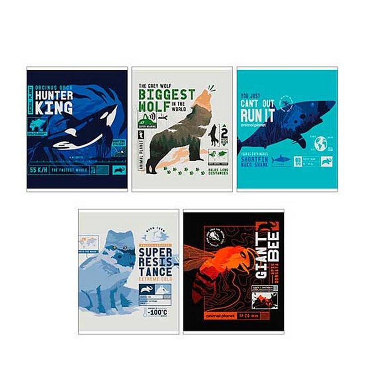 Тетрадь 96 лист кл. А5 на скрепке "Animal Planet"