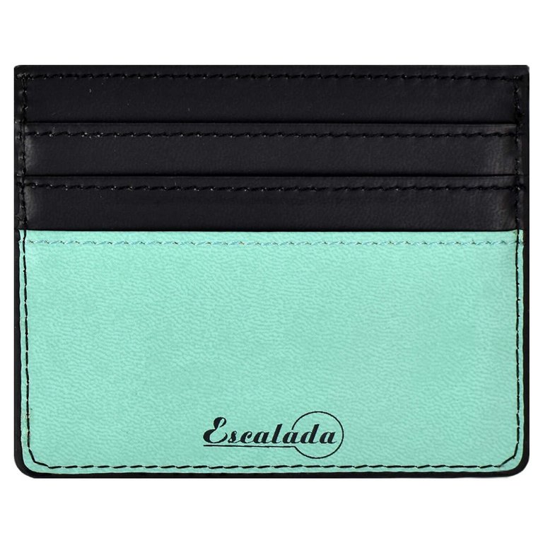 Карман для кредитных, дисконтных карт, пропусков, бирюзовый/чёрный 6 отделений кожзам