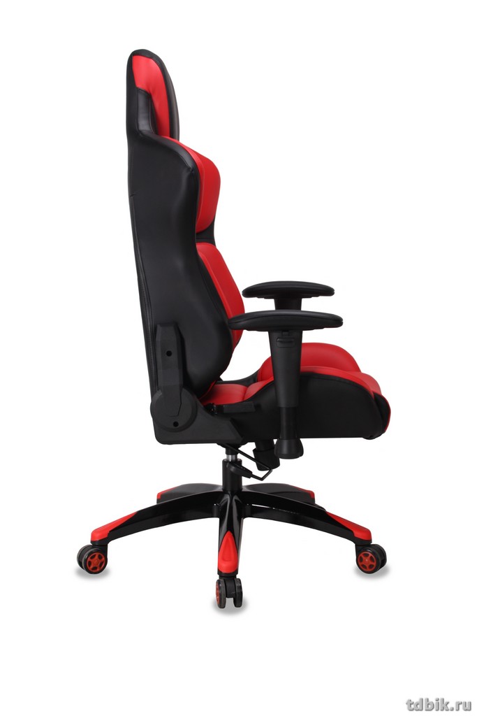 Кресло игровое Бюрократ CH-773/BLACK+R (искусственная кожа, одна подушка черный/красный, пластик чер