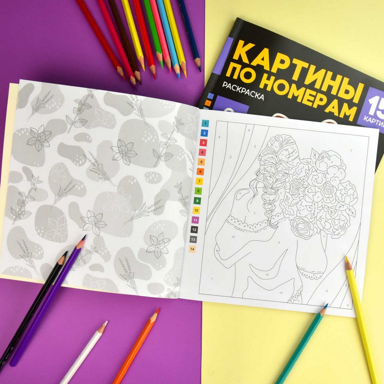 Раскраска по цифрам "Цветы" 15 картин Феникс+