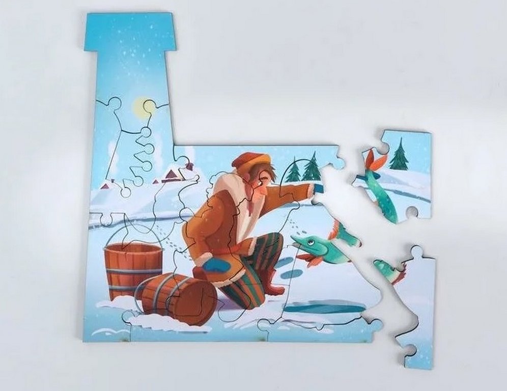 Пазлы деревянные фигурные  13 дет. "По щучьему велению" CLEVER ENERGY