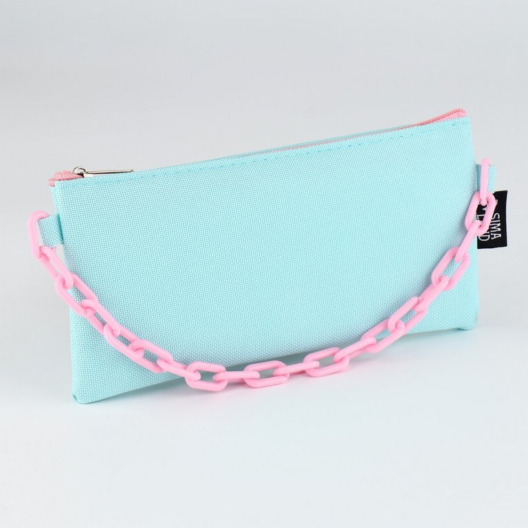 Пенал  для девочки ArtFox "Мятная с цепью" 21*10 см текстиль
