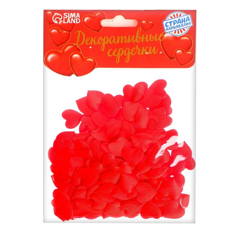 Сердечки декоративные, 1 см, красные (200 шт/уп)