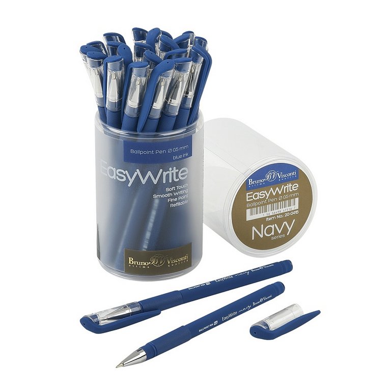 Ручка шариковая BV Easy Write "Navy" резин.упор 0,5мм синяя (стерж.138мм, линия 0,4мм)