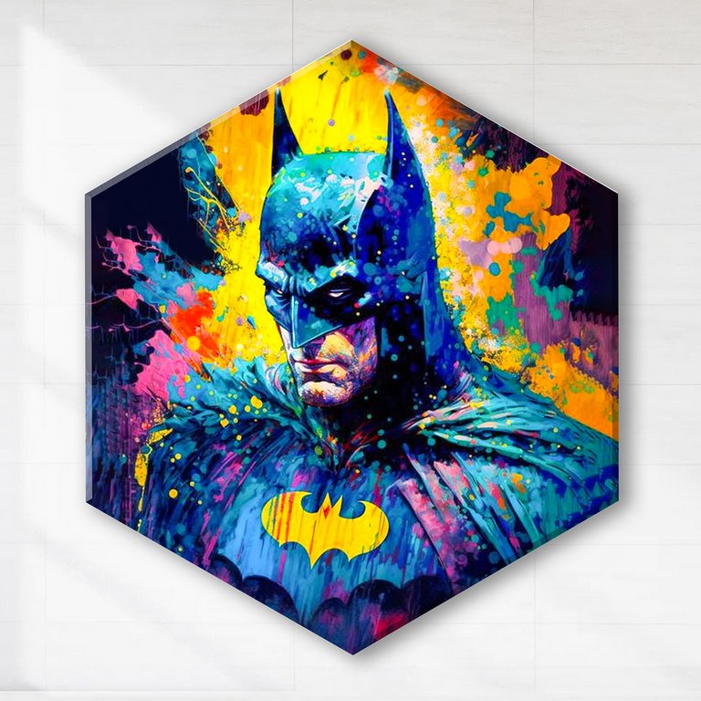 Роспись по номерам (холст) 37*32см Гексагон светящ. краска "Бэтмен" (основа+акрил.краски+кисти) 25цв