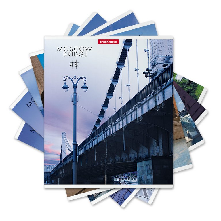 Тетрадь 48 лист кл. А5 на скрепке "Moscow Bridge" 5 ВИДОВ