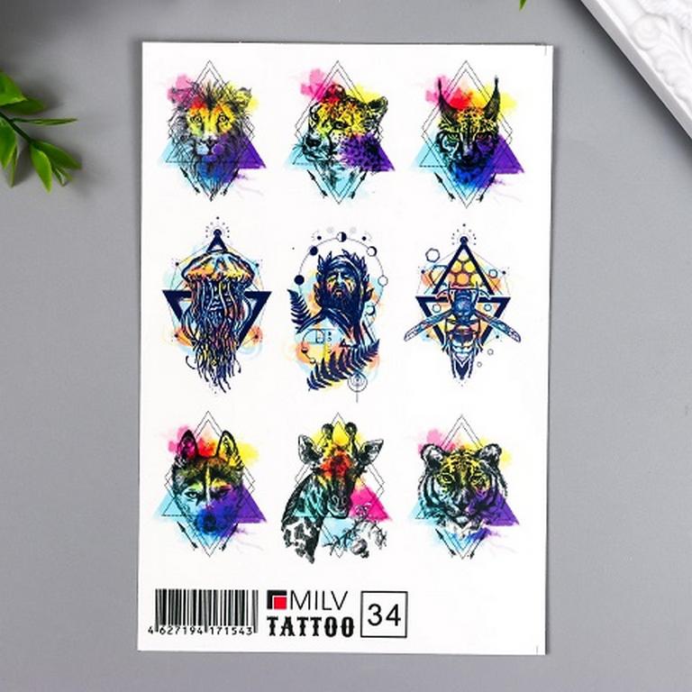 Наклейка-тату "Животные" 10х15 см