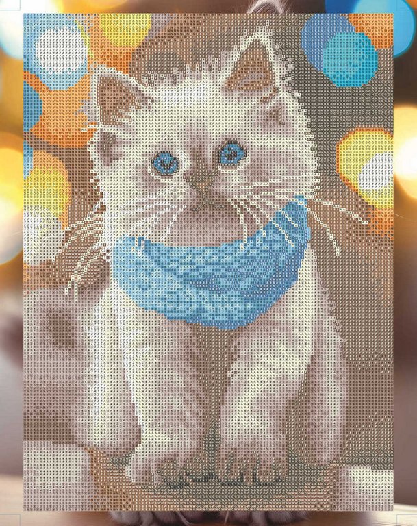 Алмазная мозаика 30*40см "Кот в шарфе" Феникс+