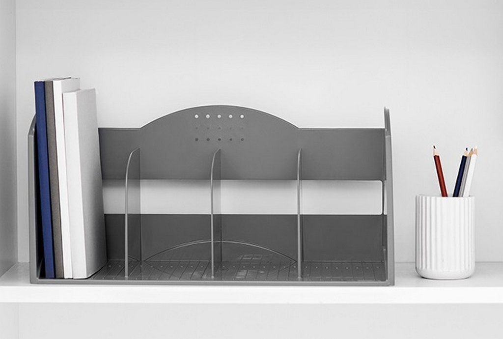 Лоток вертикальный 4-х секцион. монолит серый, Sysmax